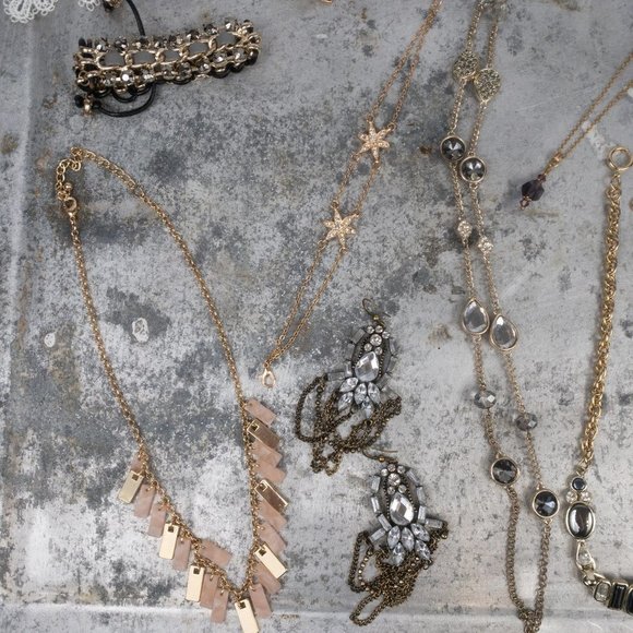 15 Piece Preppy Baublebar Jewelry Lot Rhinestones Pink Bright Necklace Earring - Picture 4 of 6